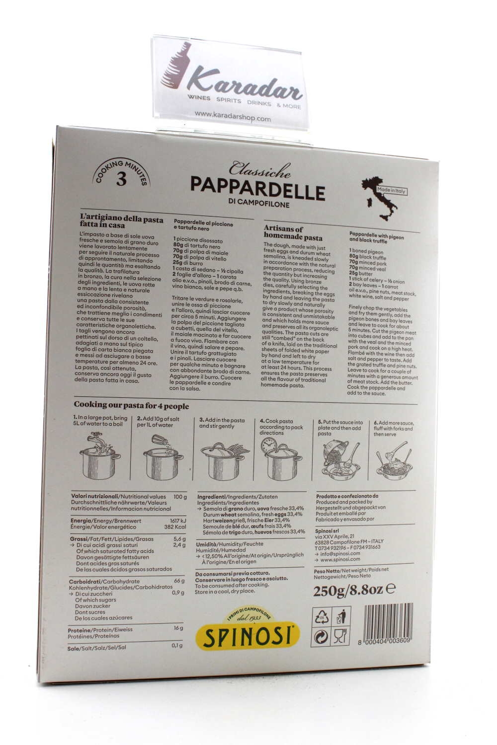 Pappardelle di Campofilone egg ribbon noodles 250g Spinosi pasta sp...