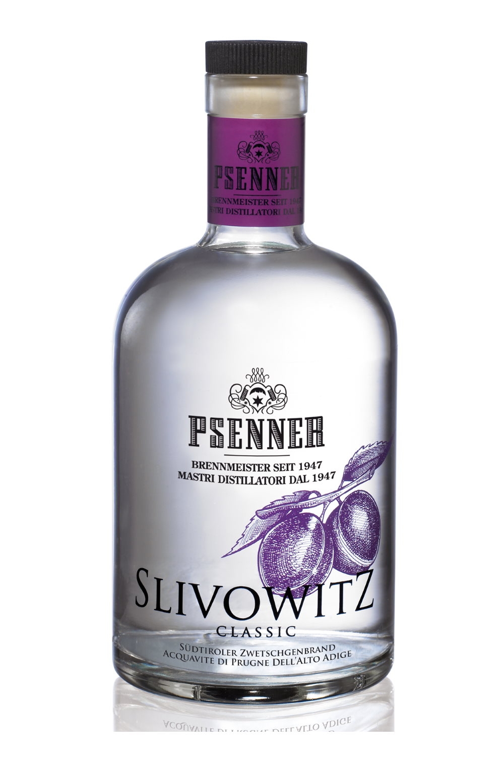 Slivowitz classic plum spirit from South Tyrol 40% vol. Psenner L.