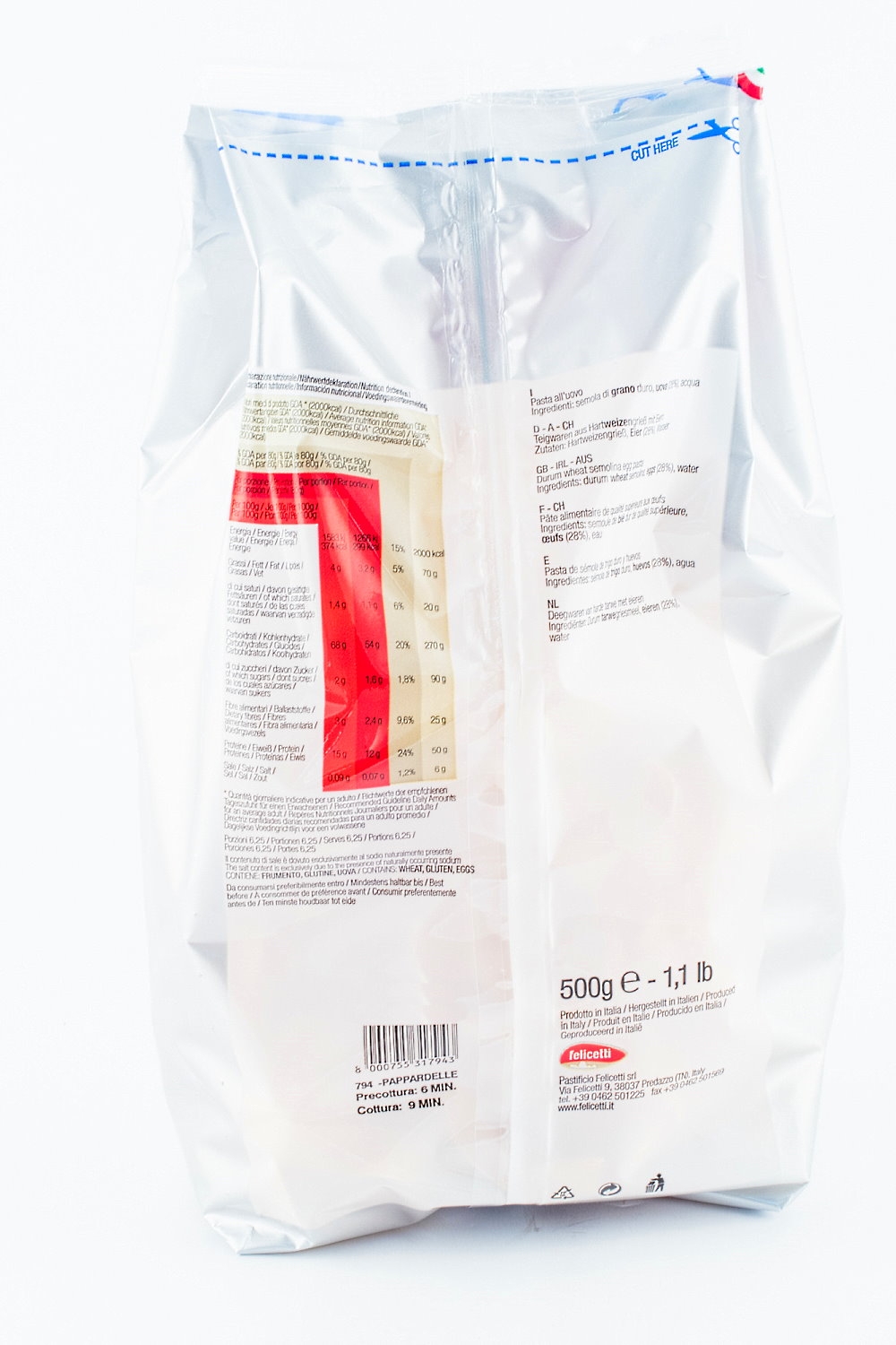 Pappardelle egg noodles No.794 (6 x 500g) Felicetti Pasta Karadar...